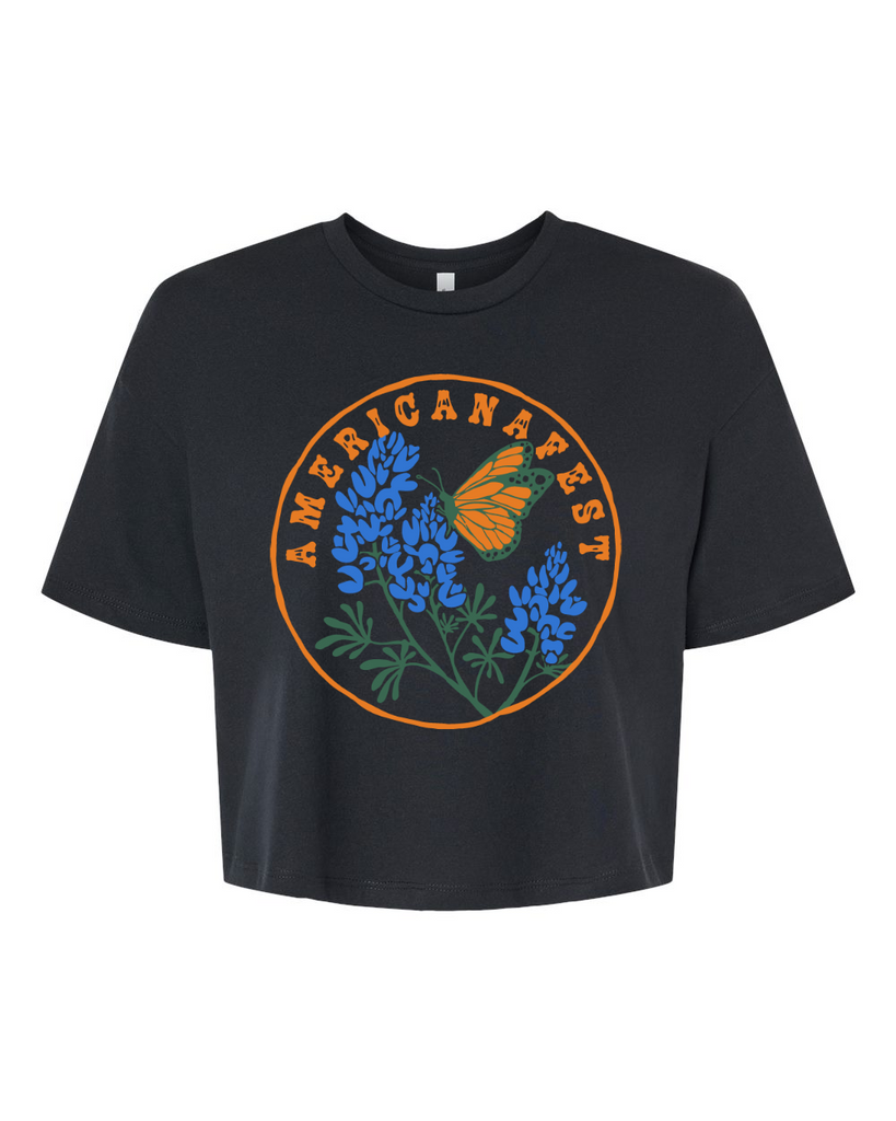 2025 Black Butterfly Crop Top