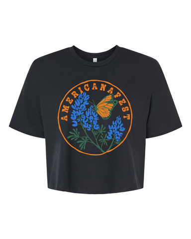 2025 Black Butterfly Crop Top