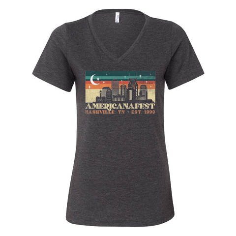 AMERICANAFEST Nashville Nights Women's V-Neck T-Shirt